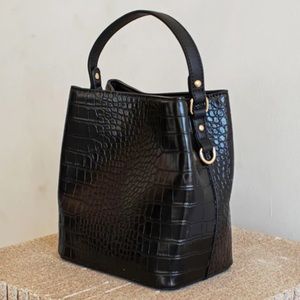Black Croc AOTA Elena Bucket Bag - BRAND NEW!